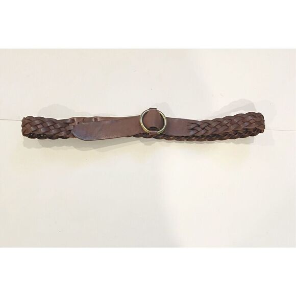VTG J Crew Braided Leather Belt Brown Size L Boho Cowgirl Festival - Picture 1 of 9